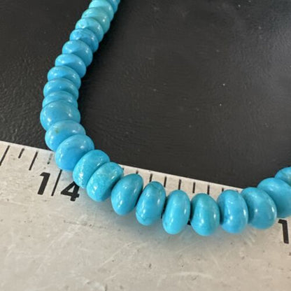 Navajo Blue Turquoise Necklace | Sterling Silver Pearls | 19" | Authentic Native American Handmade | 16953