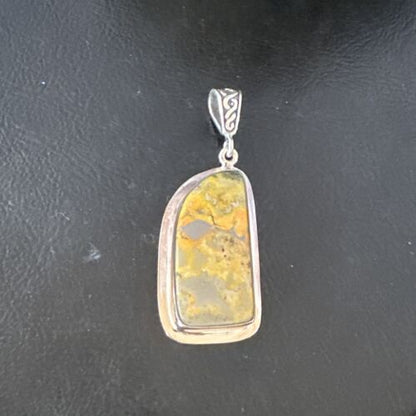 Navajo Bumblebee Jasper Pendant Necklace | Sterling Silver | Authentic Native American Handmade | 15967