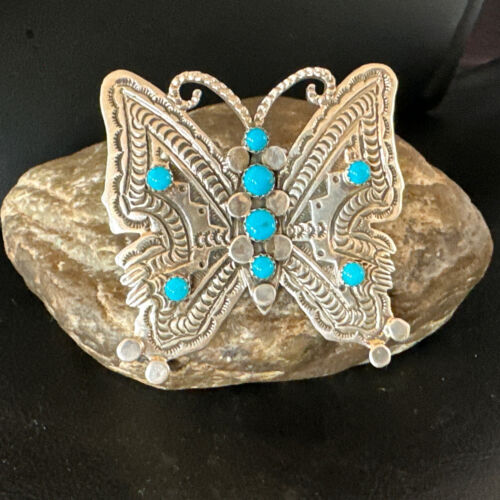 Navajo Turquoise Butterfly Ring | Authentic Native American Sterling Silver | Multi-Stone | Adjustable Women's Sz 7 | 16171