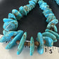 Blue Kingman Nugget Turquoise Necklace | Navajo Sterling Silver | Authentic Native American | 36" | 15285 Graduated