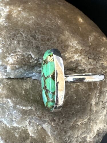 Navajo Green Mojave Turquoise Ring | Sterling Silver | Sz 7 | Authentic Native American Handmade | 15595