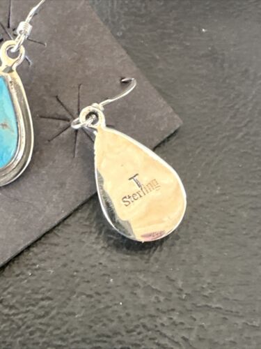 Navajo Blue Ridge Turquoise Dangle Earrings | Sterling Silver | Authentic Native American Handmade | 16513