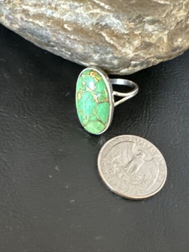 Navajo Green Mojave Turquoise Ring | Sterling Silver | Sz 10 | Authentic Native American Handmade | 15601