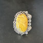 Navajo Yellow Bumble Bee Jasper Ring | Sterling Silver | Sz 9.5 | Authentic Native American Handmade | 14946