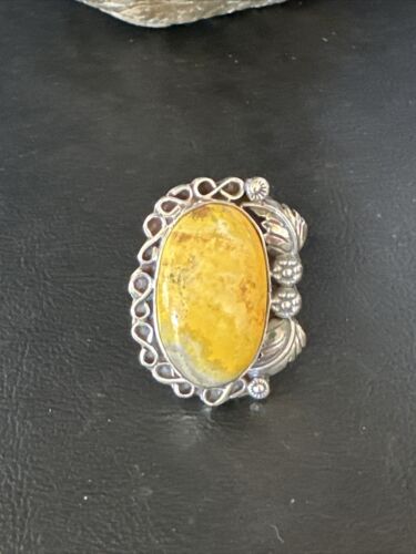 Navajo Yellow Bumble Bee Jasper Ring | Sterling Silver | Sz 9.5 | Authentic Native American Handmade | 14946