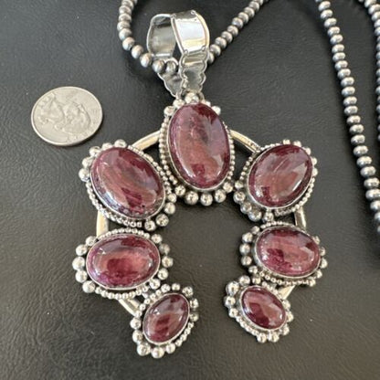 Navajo Purple Spiny Oyster Naja Pendant Necklace | Sterling Silver | Native American Handmade | 16101