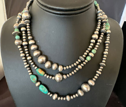 Navajo Pearls Royston Turquoise Necklace | Sterling Silver | Mixed Beads | 48" | 15990