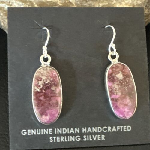 Purple Mojave Turquoise Dangle Earrings | Sterling Silver | Authentic Native American Handmade | 15781