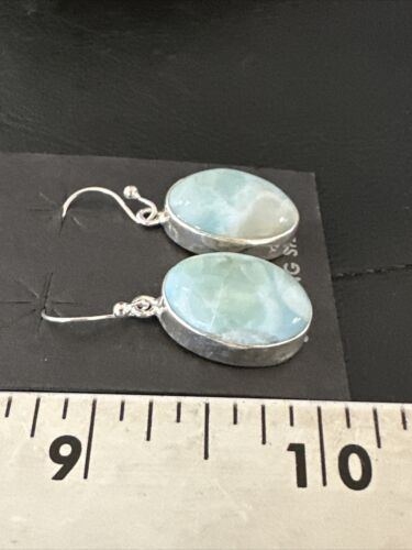 Navajo Blue Larimar Dangle Earrings | Sterling Silver | Authentic Native American Handmade | 17297