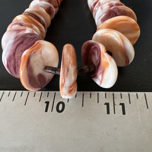 Navajo Red Spiny Oyster Shell Necklace | Sterling Silver | Authentic Native American | 24" | 16381