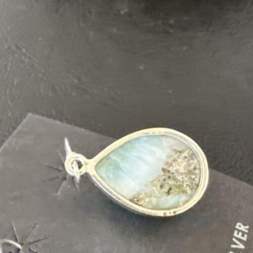 Navajo Blue Larimar Dangle Earrings | Sterling Silver | Authentic Native American Handmade | 17288