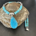 Navajo Pearls Kingman Turquoise Necklace | Sterling Silver Pendant | Authentic Native American Handmade | 17125