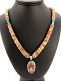 Navajo Purple Spiny Oyster Turquoise Necklace Pendant | Sterling Silver | Native American Handmade | 3066