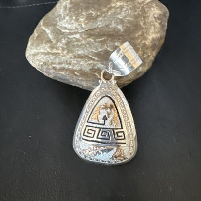 Hopi Gold Pendant | Sterling Silver | 12K GP | Authentic Native American Handmade | 15166