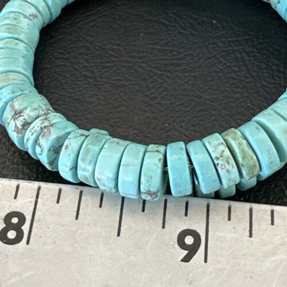 Navajo Turquoise Heishi Bracelet | Stainless Steel Memory Wire | Authentic Native American Handmade | 17610
