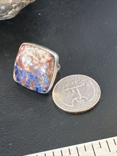 Navajo Blue Lapis Square Ring | Sterling Silver | Sz 6 | Authentic Native American Handmade | 16434