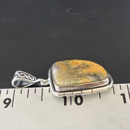 Navajo Bumblebee Jasper Pendant Necklace | Sterling Silver | Authentic Native American Handmade | 15963