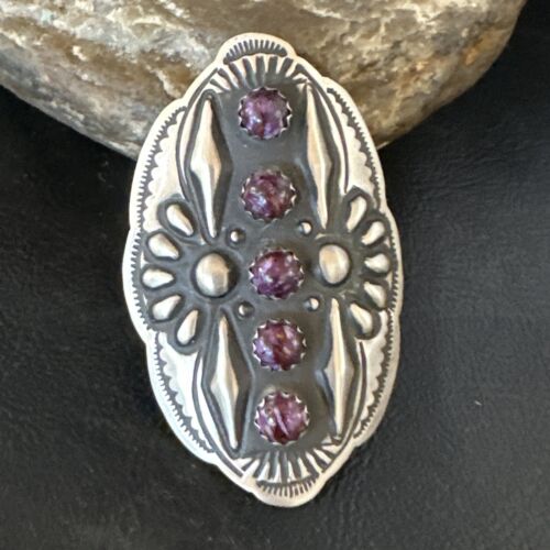 Navajo Purple Spiny Oyster Multi-Stone Ring | Authentic Native American Sterling Silver | Multi-Stone | Sz 8.5 | 15052