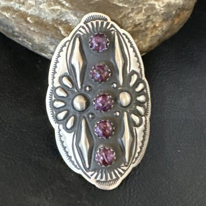 Navajo Purple Spiny Oyster Multi-Stone Ring | Authentic Native American Sterling Silver | Multi-Stone | Sz 8.5 | 15052