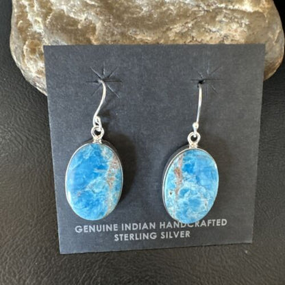 Blue Denim Lapis Dangle Earrings | Sterling Silver | 1" | 15798