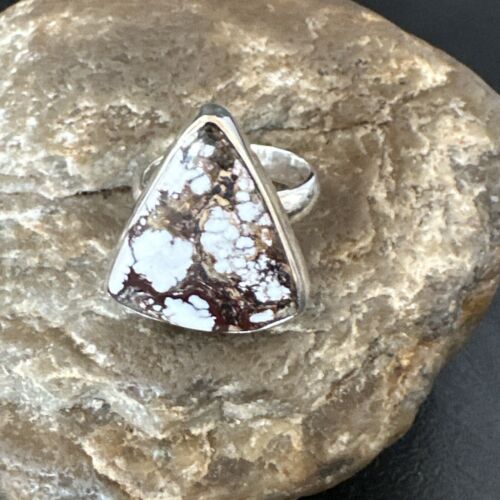 Men's & Women's Wild Horse Turquoise Ring | Navajo Sterling Silver | Sz 8 | 17352