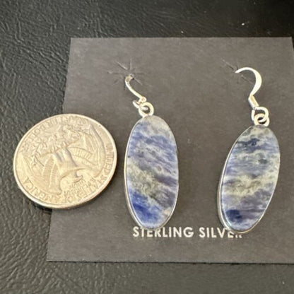 Blue Denim Lapis Dangle Earrings | Sterling Silver | 1" | 15808