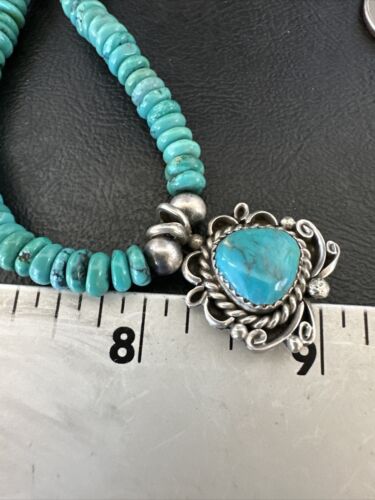 Blue Turquoise Pendant | Navajo Pearls Lapis | Sterling Silver Necklace 21" | 17539