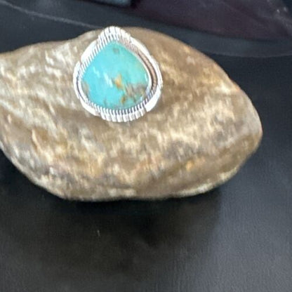 Navajo Blue #8 Turquoise Ring | Sterling Silver | Sz 11 | Authentic Native American Handmade | 15506