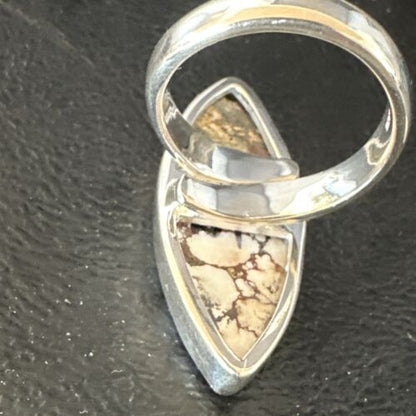 Navajo Wild Horse Turquoise Ring | Sterling Silver | Sz 6 Adjustable | Authentic Native American Handmade | 15552