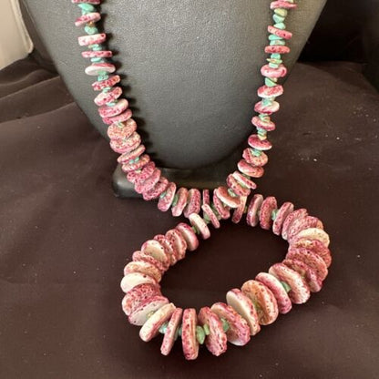 Authentic Navajo Purple Spiny Oyster & Blue Turquoise Necklace | Sterling Silver Navajo Pearls | 34" | 16791