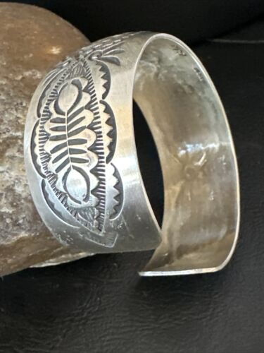 Native American Sterling Silver Navajo Stamped Cuff Bracelet | Authentic Handmade | 15984