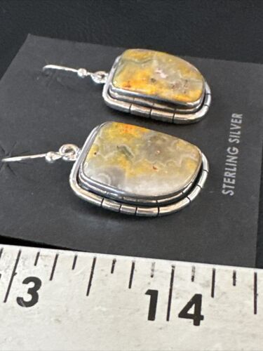 Navajo Bumblebee Jasper Earrings | Sterling Silver | Authentic Native American Handmade | 15835