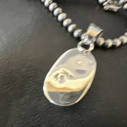 Men's Women's Blue Fire Opal Pendant | Navajo Sterling Silver | Authentic Native American Handmade | 16483