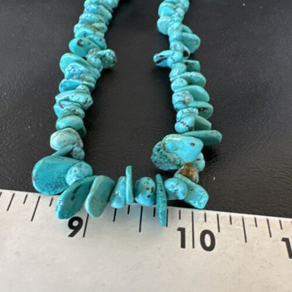 Navajo Blue Nugget Turquoise Bead Necklace | Sterling Silver Pearls | 20" | Authentic Native American Handmade | 16520