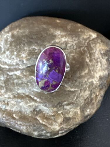 Southwestern Navajo Purple Mojave Turquoise Ring | Sterling Silver | Sz 8 | 15603