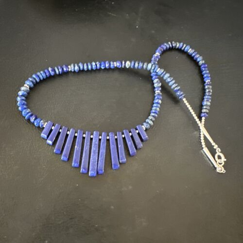 Men's Navajo Blue Lapis Necklace | Sterling Silver | 18" | Authentic Native American Handmade | 15771