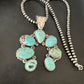Navajo Blue Turquoise #8 Squash Blossom Naja Pendant Necklace | Sterling Silver | Authentic Native American Handmade | 16907
