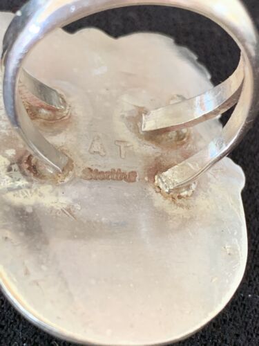 Southwestern Navajo White Buffalo Turquoise Ring | Sterling Silver | Sz 9.5 | 318