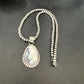 White Buffalo Turquoise Pendant | Navajo Pearls Sterling Silver Necklace | Authentic Native American Handmade | 17108