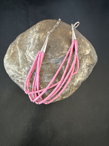 Navajo Pink Rhodochrosite 5-Strand Heishi Bracelet | Authentic Native American Handmade | 16978