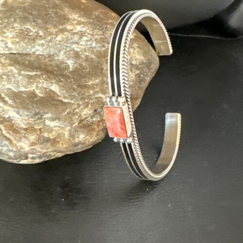 Navajo Purple Spiny Oyster Cuff Bracelet | Sterling Silver | Authentic Native American Handmade | 15160