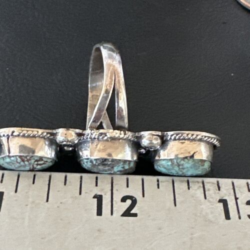 Navajo Blue Spiderweb Turquoise Multi-Stone Ring | Authentic Native American Sterling Silver | Sz 10 | 16709