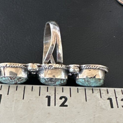Navajo Blue Spiderweb Turquoise Multi-Stone Ring | Authentic Native American Sterling Silver | Sz 10 | 16709