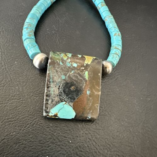 Navajo SpiderWeb Turquoise Heishi Pearls Necklace | Sterling Silver | 20" | Authentic Native American Handmade | 17094