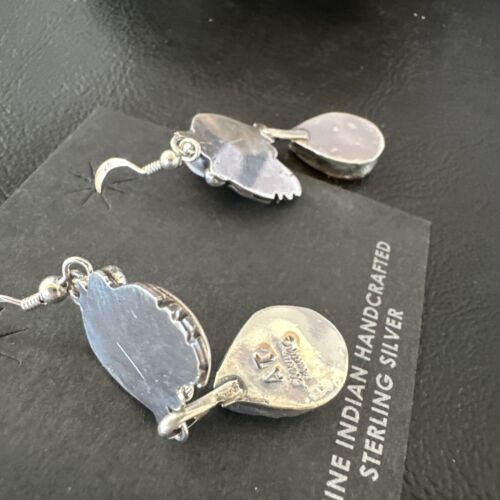 Navajo Orange Spiny Oyster Dangle Earrings | Sterling Silver | 1.5" | Authentic Native American Handmade | 16568