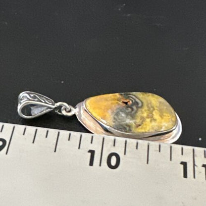 Navajo Bumblebee Jasper Pendant Necklace | Sterling Silver | Authentic Native American Handmade | 15968