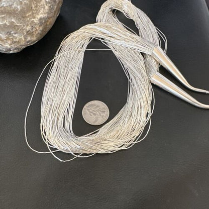 Statement Liquid Silver Heishi Necklace | 100 Strand Sterling Silver | 29" | 16450
