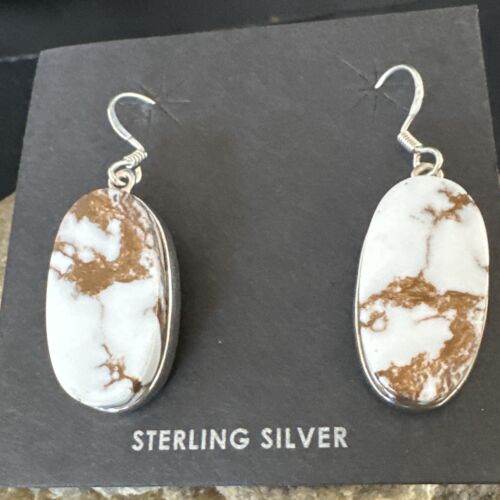 Navajo Wild Horse Turquoise Dangle Earrings | Sterling Silver | Authentic Native American Handmade | 15743