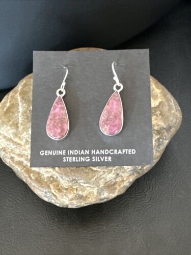 Purple Mojave Turquoise Dangle Earrings | Sterling Silver | Authentic Native American Handmade | 15784
