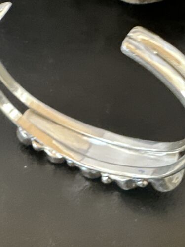 Women's Blue Turquoise 5-Stone Cuff Bracelet | Navajo Sterling Silver | Authentic Native American Jewelry | 16279